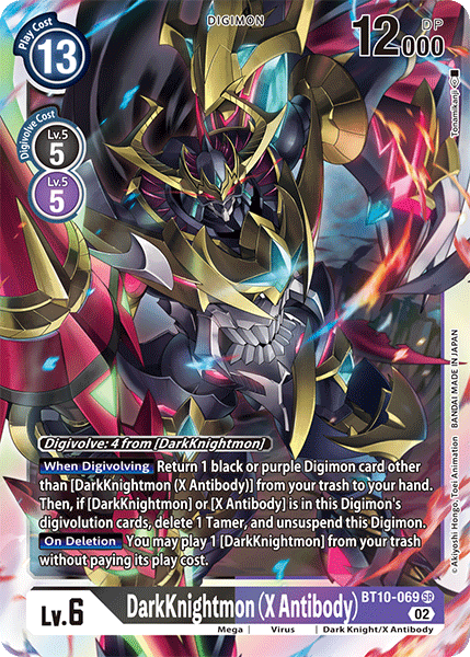 (069) Digimon TCG Xros Encounter Single: DarkKnightmon (X Antibody) (BT10-069) (V.1)  Super Rare