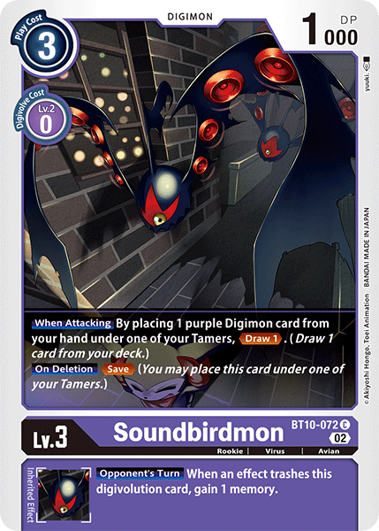 (072) Digimon TCG Xros Encounter Single: Soundbirdmon (BT10-072)  Common