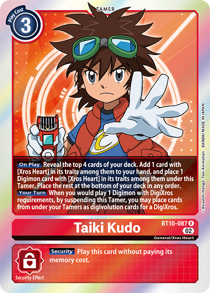 (087) Digimon TCG Xros Encounter Single: Taiki Kudo (BT10-087)  Rare