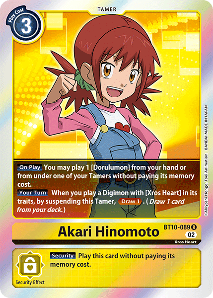 (089) Digimon TCG Xros Encounter Single: Akari Hinomoto (BT10-089)  Rare