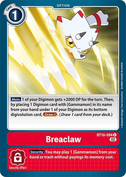 (094) Digimon TCG Xros Encounter Single: Breaclaw (BT10-094)  Uncommon