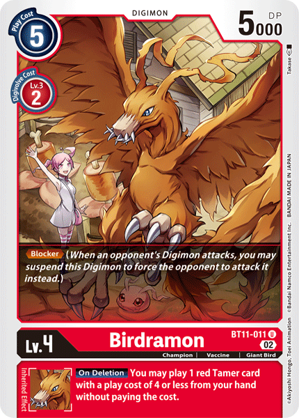 (011) Digimon TCG Dimensional Phase Single: Birdramon (BT11-011) (V.1)  Uncommon