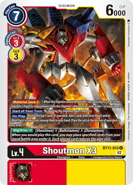 (012) Digimon TCG Dimensional Phase Single: Shoutmon X3 (BT11-012) (Holo)  Uncommon