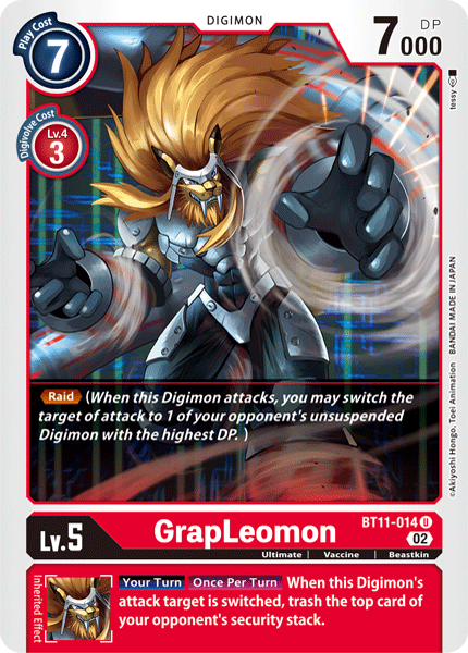(014) Digimon TCG Dimensional Phase Single: GrapLeomon (BT11-014) (Holo)  Uncommon