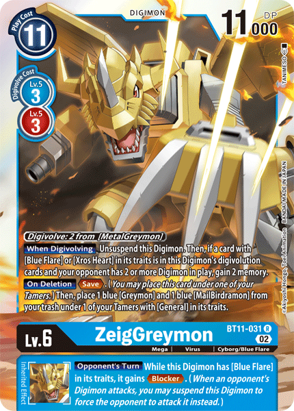 (031) Digimon TCG Dimensional Phase Single: ZeigGreymon (BT11-031)  Rare