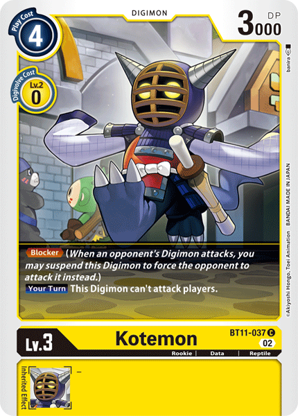 (037) Digimon TCG Dimensional Phase Single: Kotemon (BT11-037) (Holo)  Common