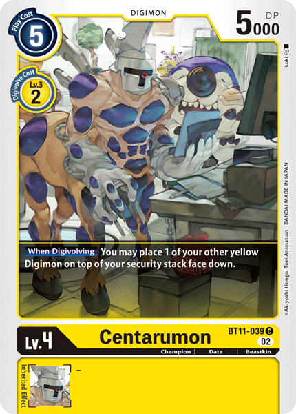 (039) Digimon TCG Dimensional Phase Single: Centarumon (BT11-039) (Holo)  Common