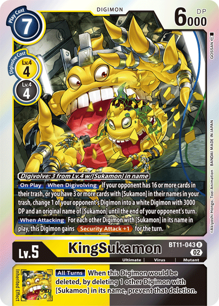 (043) Digimon TCG Dimensional Phase Single: KingSukamon (BT11-043)  Rare