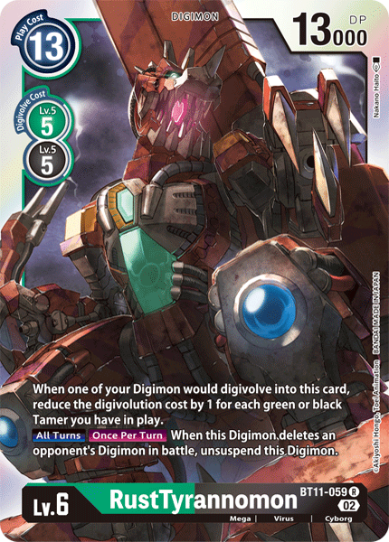 (059) Digimon TCG Dimensional Phase Single: RustTyrannomon (BT11-059)  Rare
