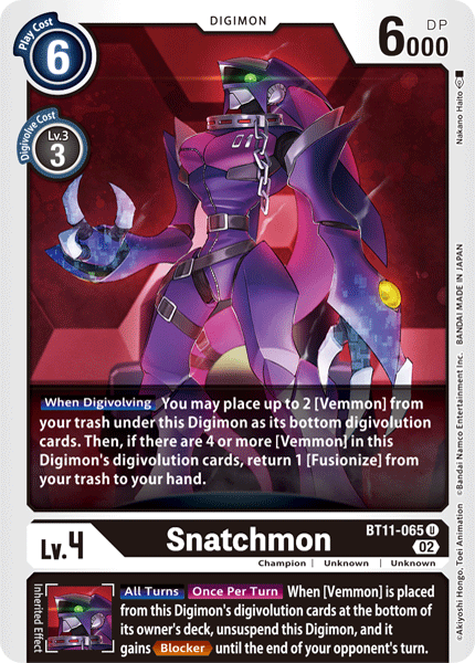 (065) Digimon TCG Dimensional Phase Single: Snatchmon (BT11-065) (V.1)  Uncommon