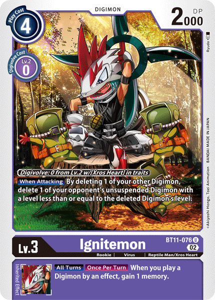 (076) Digimon TCG Dimensional Phase Single: Ignitemon (BT11-076) (V.1)  Uncommon