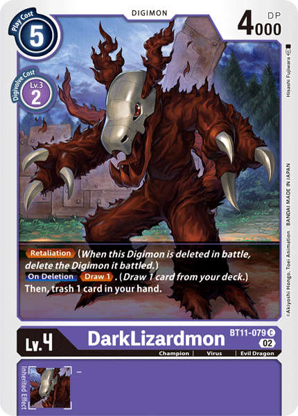 (079) Digimon TCG Dimensional Phase Single: DarkLizardmon (BT11-079) (Holo)  Common
