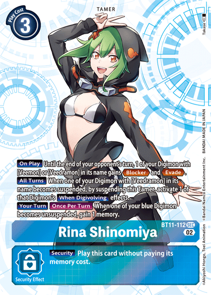 (112) Digimon TCG Dimensional Phase Single: Rina Shinomiya (BT11-112) (V.1)  Secret Rare