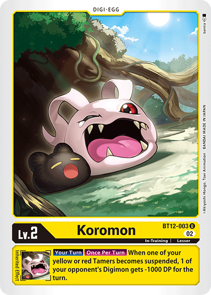 (003) Digimon TCG Across Time Single: Koromon (BT12-003)  Uncommon