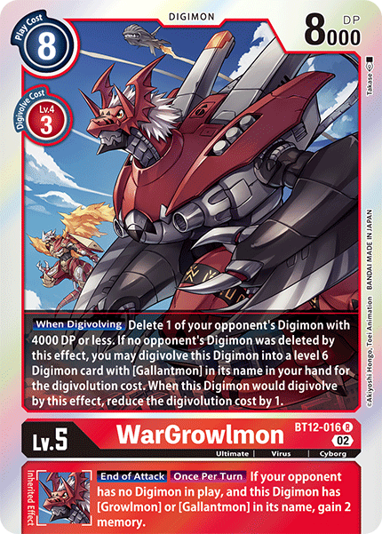 (016) Digimon TCG Across Time Single: WarGrowlmon (BT12-016)  Rare