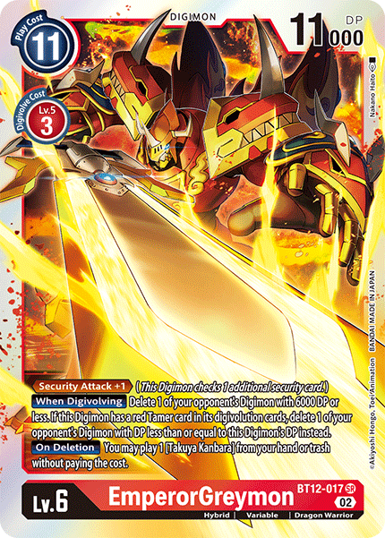 (017) Digimon TCG Across Time Single: EmperorGreymon (BT12-017) (V.1)  Super Rare