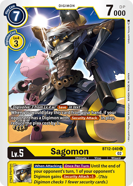 (040) Digimon TCG Across Time Single: Sagomon (BT12-040)  Common