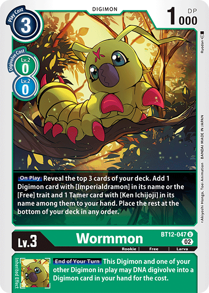 (047) Digimon TCG Across Time Single: Wormmon (BT12-047)  Uncommon