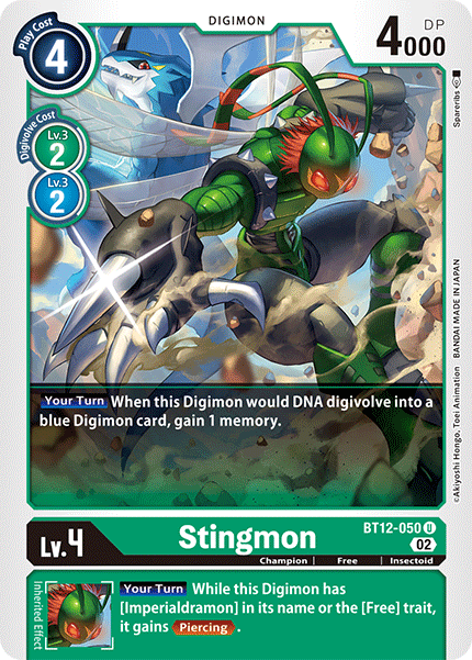 (050) Digimon TCG Across Time Single: Stingmon (BT12-050)  Uncommon