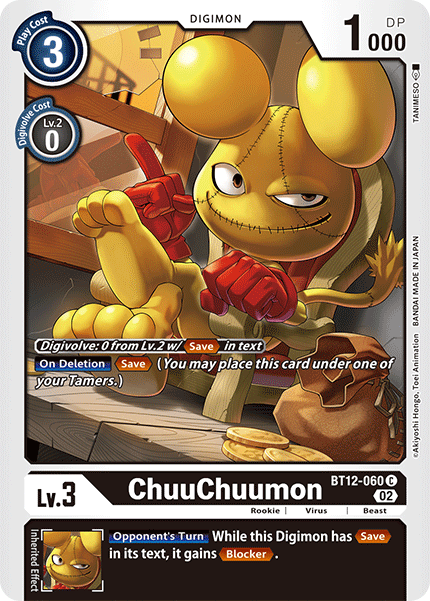 (060) Digimon TCG Across Time Single: ChuuChuumon (BT12-060)  Common