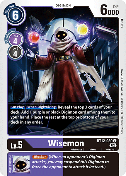 (080) Digimon TCG Across Time Single: Wisemon (BT12-080)  Common