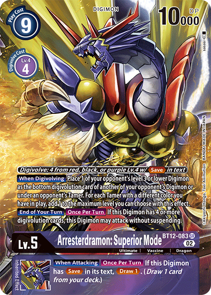 (083) Digimon TCG Across Time Single: Arresterdramon: Superior Mode (BT12-083) (V.2)  Alternative Art
