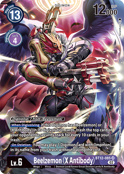 (085) Digimon TCG Across Time Single: Beelzemon (X Antibody) (BT12-085) (V.2)  Alternative Art