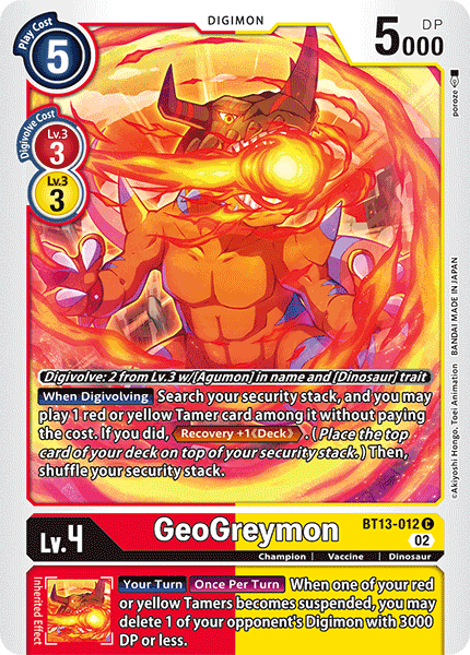 (012) Digimon TCG Versus Royal Knights Single: GeoGreymon (BT13-012)  Common
