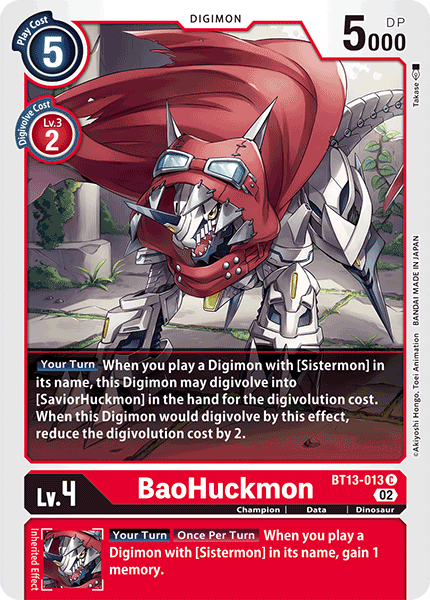 (013) Digimon TCG Versus Royal Knights Single: BaoHuckmon (BT13-013)  Common
