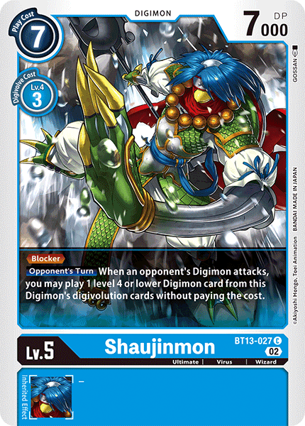 (027) Digimon TCG Versus Royal Knights Single: Shaujinmon (BT13-027)  Common
