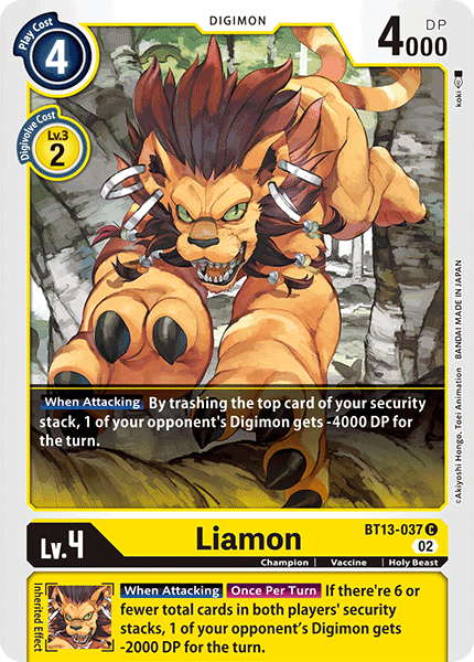 (037) Digimon TCG Versus Royal Knights Single: Liamon (BT13-037)  Common