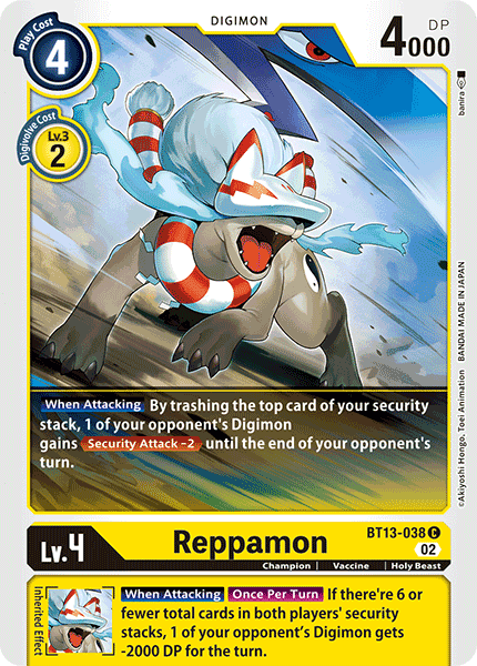 (038) Digimon TCG Versus Royal Knights Single: Reppamon (BT13-038)  Common