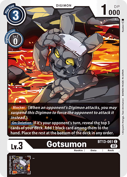 (061) Digimon TCG Versus Royal Knights Single: Gotsumon (BT13-061)  Common