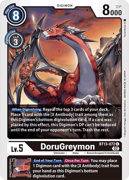 (072) Digimon TCG Versus Royal Knights Single: DoruGreymon (BT13-072)  Common