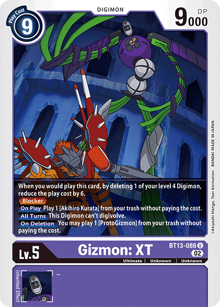 (086) Digimon TCG Versus Royal Knights Single: Gizmon: XT (BT13-086)  Uncommon