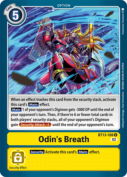 (106) Digimon TCG Versus Royal Knights Single: Odin's Breath (BT13-106)  Uncommon
