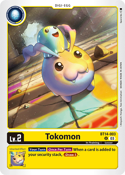 (003) Digimon TCG Blast Ace Single: Tokomon (BT14-003)  Uncommon