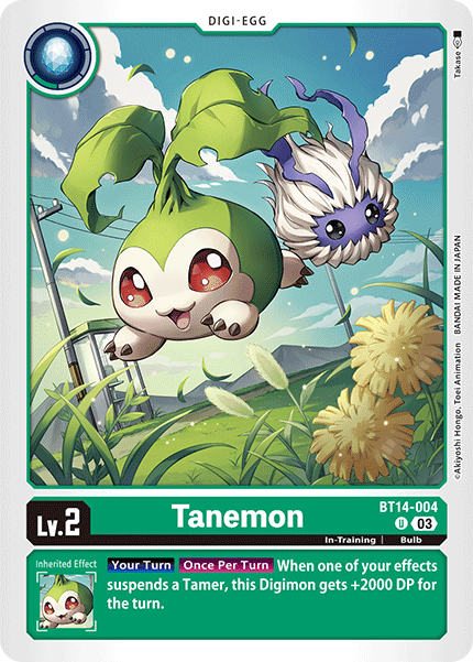 (004) Digimon TCG Blast Ace Single: Tanemon (BT14-004)  Uncommon
