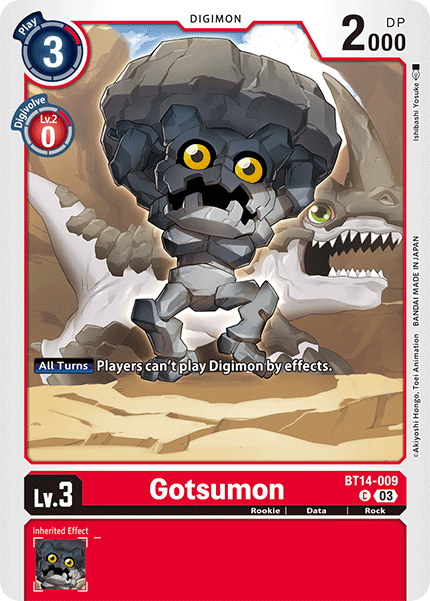 (009) Digimon TCG Blast Ace Single: Gotsumon (BT14-009)  Common
