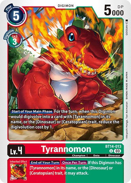 (013) Digimon TCG Blast Ace Single: Tyrannomon (BT14-013)  Uncommon