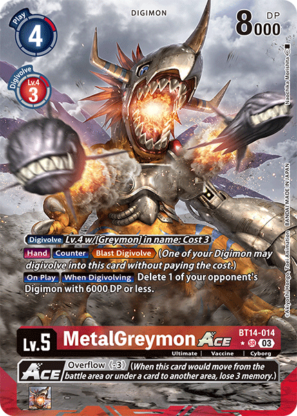 (014) Digimon TCG Blast Ace Single: MetalGreymon Ace (BT14-014) (V.2)  Alternative Art