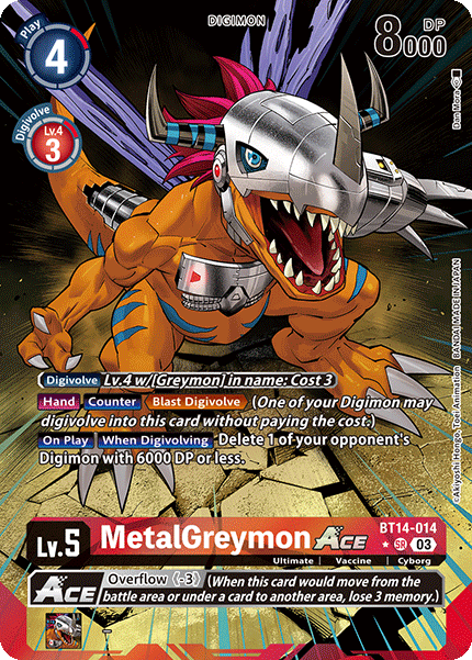 (014) Digimon TCG Blast Ace Single: MetalGreymon Ace (BT14-014) (V.3)  Alternative Art