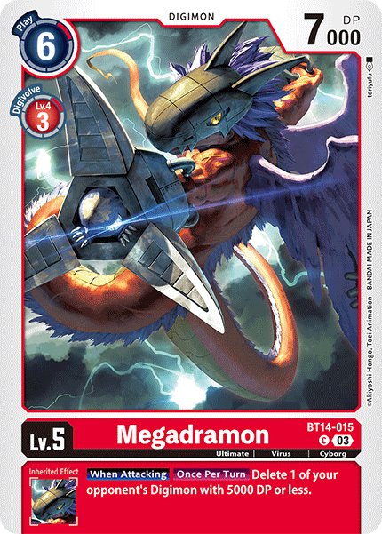 (015) Digimon TCG Blast Ace Single: Megadramon (BT14-015)  Common