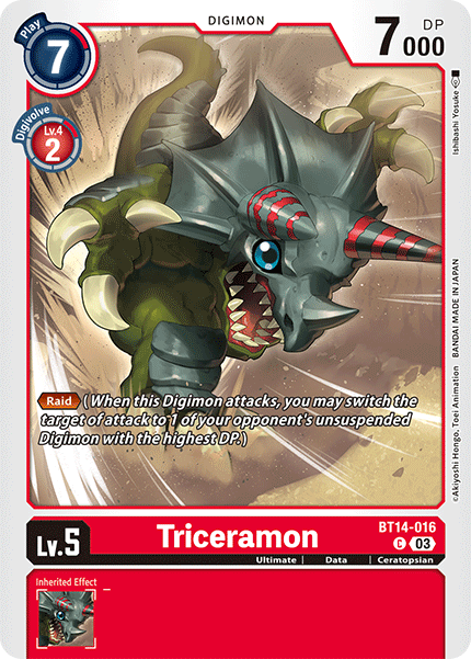 (016) Digimon TCG Blast Ace Single: Triceramon (BT14-016)  Common