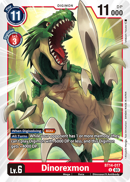 (017) Digimon TCG Blast Ace Single: Dinorexmon (BT14-017)  Uncommon