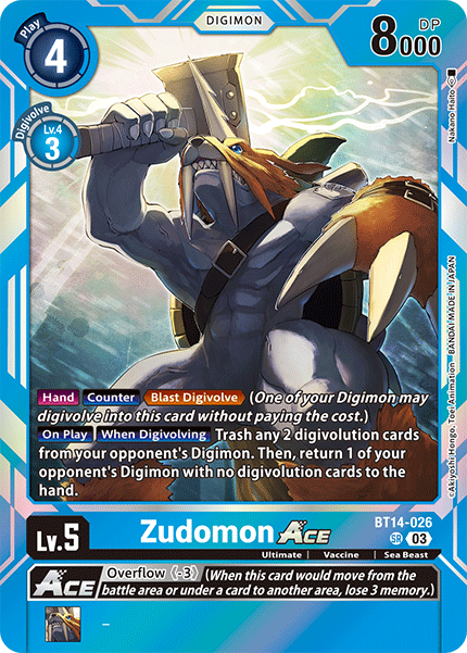 (026) Digimon TCG Blast Ace Single: Zudomon Ace (BT14-026) (V.1)  Super Rare