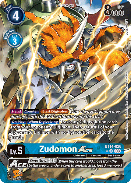 (026) Digimon TCG Blast Ace Single: Zudomon Ace (BT14-026) (V.2)  Alternative Art