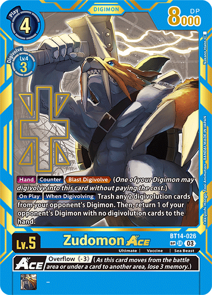 (BT14-026) Digimon TCG Exceed Apocalypse Single: Zudomon Ace (BT14-026)  Special