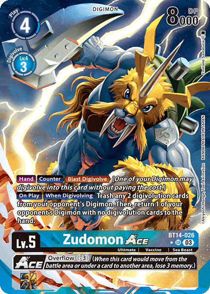 (026) Digimon TCG Blast Ace Single: Zudomon Ace (BT14-026) (V.3)  Alternative Art
