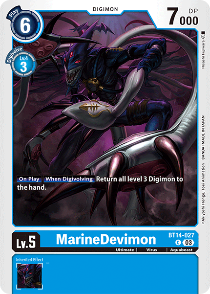 (027) Digimon TCG Blast Ace Single: MarineDevimon (BT14-027)  Common